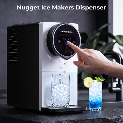 Antarctic Star Nugget Ice Maker Countertop, Gen 2 Self-Cleaning Portable Ice Machine, 33 lbs/24H, 1.8L Water Tank, 1.5 lbs Ice Storage, Touch Screen & Auto Ice Drop, for Home/Office/Kitchen