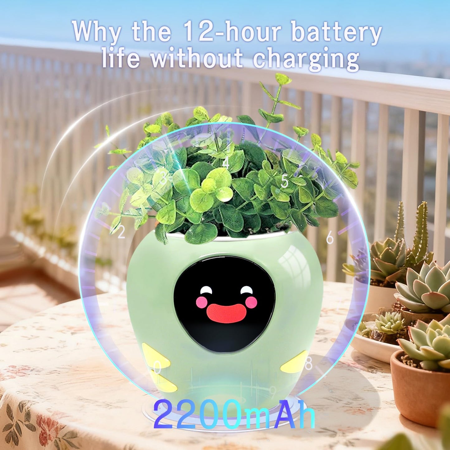 Itigoitie Smart Pet Planter, Smart Plant Pot, 3 Smart Growth Modes, App Plant Detection, and Multiple Expressions Animation,Robot Flower with Feelings, for Desktop Decoration, Gifts (Green)