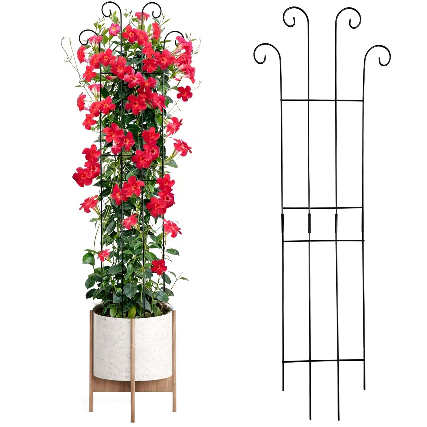 32.6 Inch 2Pack Garden Trellis for Climbing Plants, Rustproof Sturdy Metal Plant Trellis, Decorative Trellis for Potted Plants, Climbing Vines, Flowers, Vegetables, Indoor Outdoor Plant Support, Black