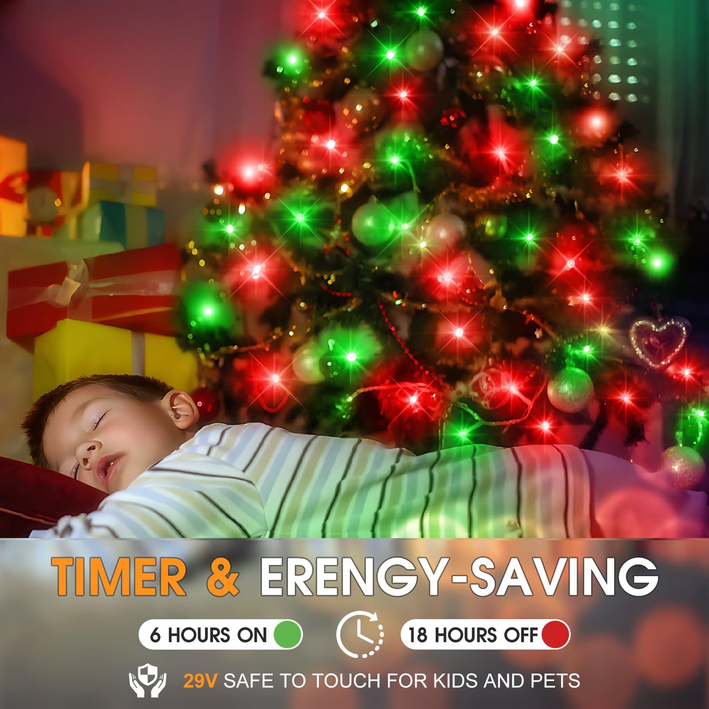 KNONEW 403ft 1000 LED String Lights Outdoor Christmas Lights 8 Modes & Timer Fairy Light Plug in Waterproof LED String Lights for Xmas Yard Tree Wedding Party Holiday Decorations (Red and Green)