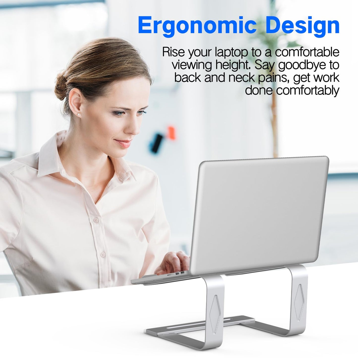 Tonmom Laptop Stand for Desk, Metal Laptop Riser Holder, Removable Notebook Stand Ventilated Cooling Computer Riser Compatible with 10-15.6” Laptops