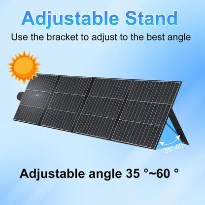 DSOGFOA 200W Solar Panel, Lightweight Portable Solar Charger, HPBC 25% High-Efficiency for Camping, Hiking, RV, Boats, with USB-A & USB-C Ports, Four-Fold Design