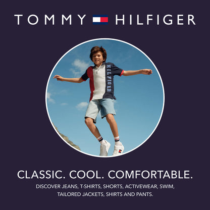 Tommy Hilfiger Boys' Long Sleeve Crew Neck T-Shirt, Script Scarlet Sage, 10-12