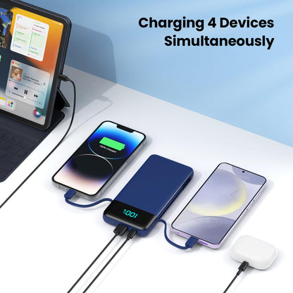 Portable Charger 50800mAh Power Bank with 3 Built in Cables,25W PD QC4.0 Fast Charging USB C Battery Pack,6 Outputs 2 Inputs Travel Essentials Portable Phone Charger for iPhone 17/16/15,Google,Android
