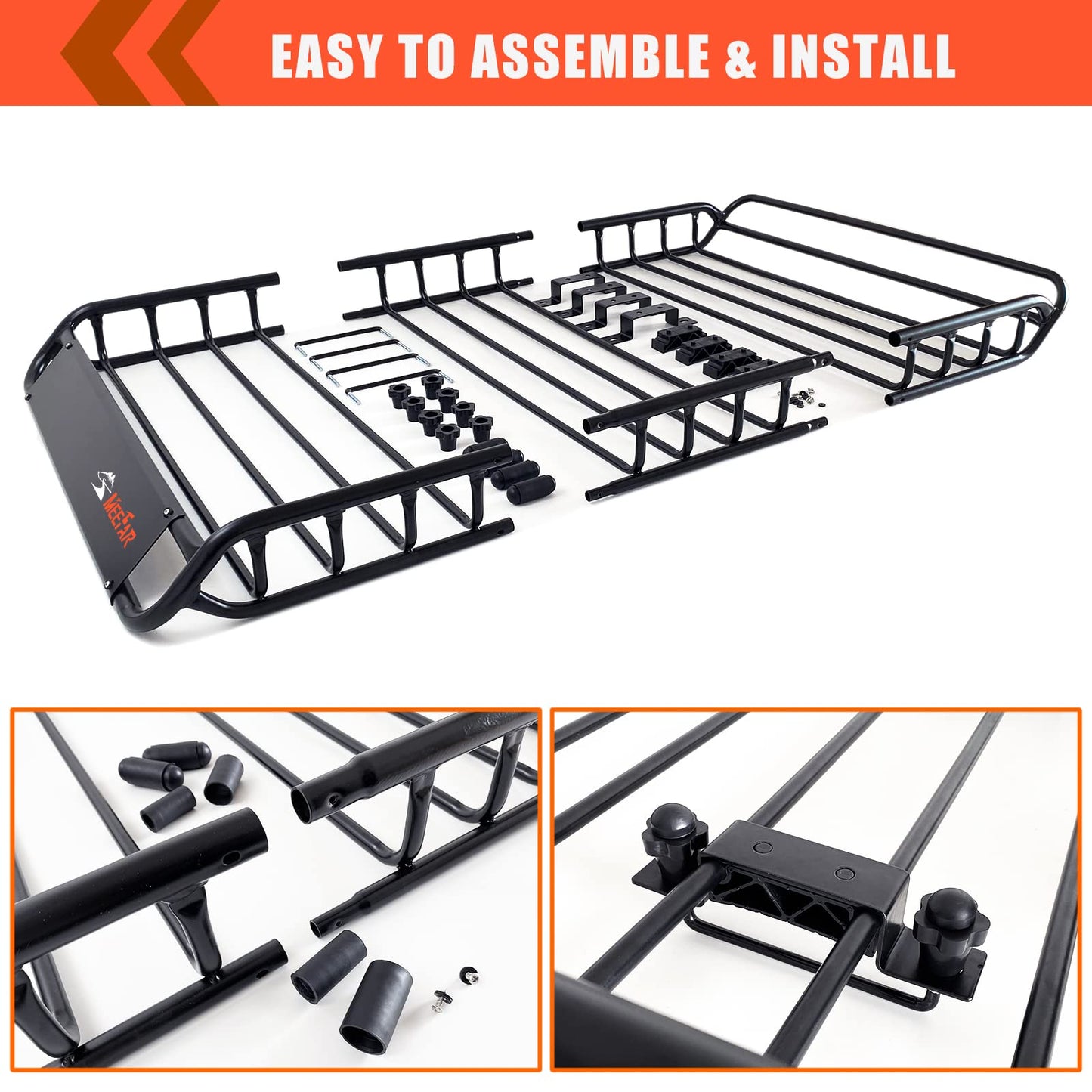 Roof Rack Carrier Carrier Basket 51"*36"*5"+Waterproof Bag 15 Cubic Feet(44"*34"*17"),and Cargo Net with Attachment Hooks,Ratchet Straps.200 Lbs Capacity,Universal Rooftop Large Size Roof Rack