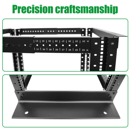 4-Post 15U Open Frame Server Rack for 19" IT Network Equipment & A/V Devices，22"-35" Adjustable Depth，Heavy Duty Free Standing Rack for Servers & AV Gear