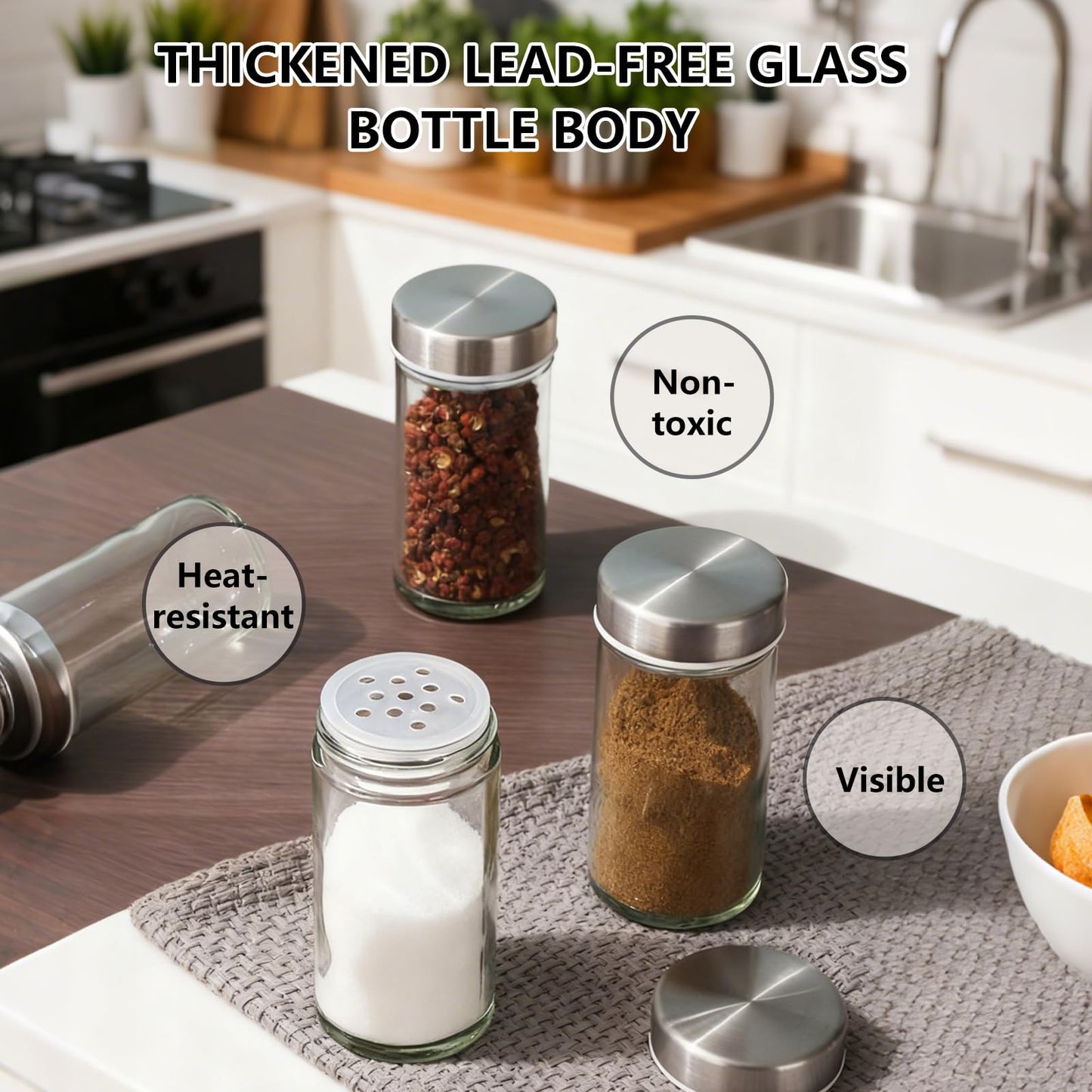 Wintline 20-Jar Revolving Spice Rack, Stainless Steel Seasoning Organizer for Cabinet or Countertop, with Black Caps