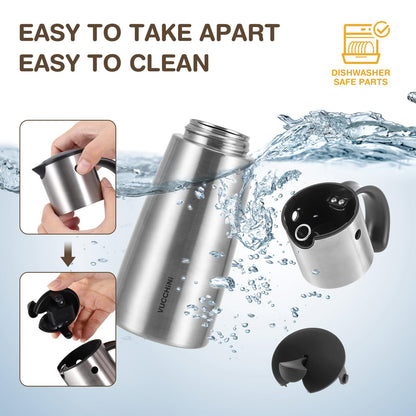 Vucchini Oil Dispenser Bottle Stainless Steel-Auto Flip Kitchen Oil and Vinegar Dispenser Set With Automatic Cap and Stopper - 12.8 oz Non-drip Spout Cruet Bottle