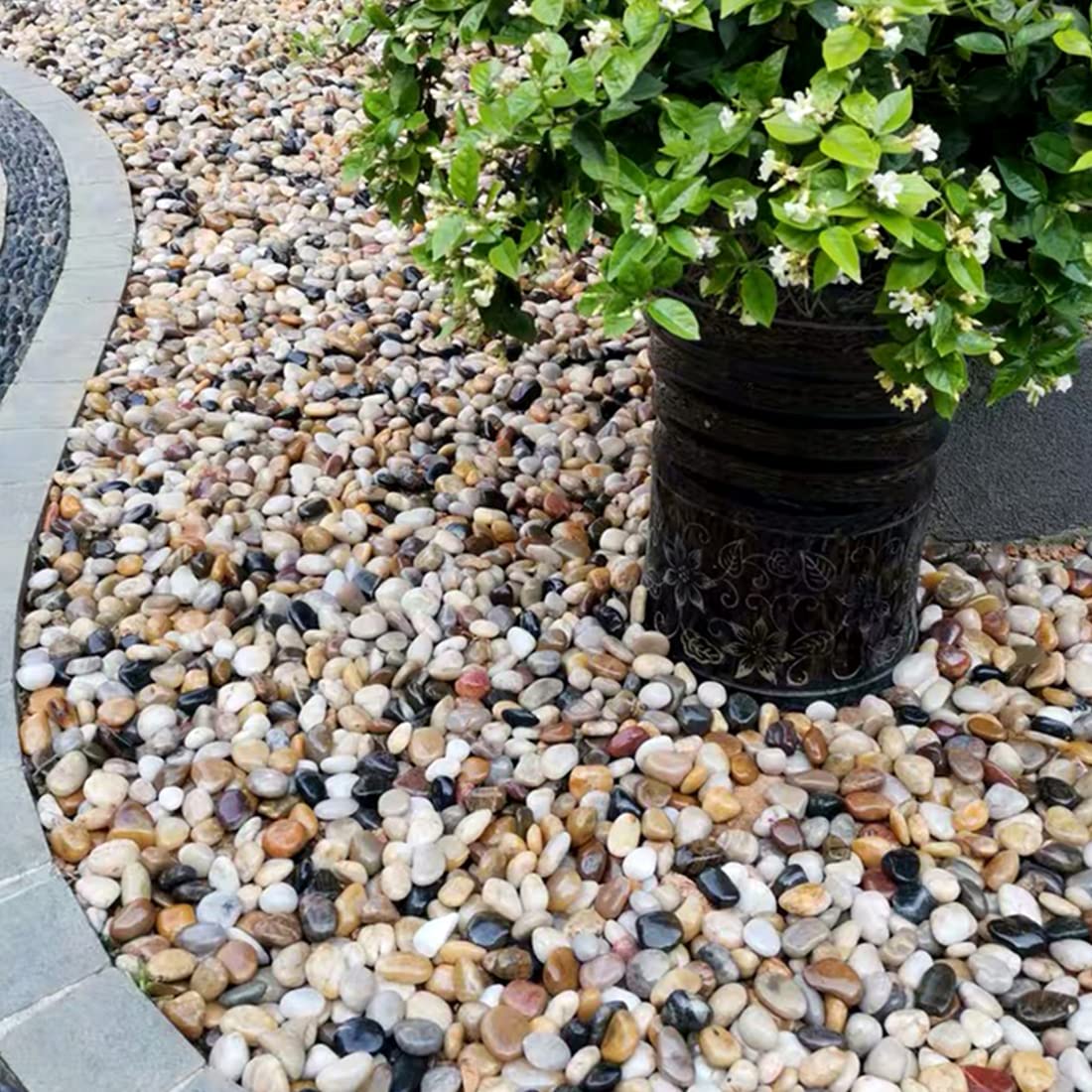YISZM White Pebbles for Indoor Plants, Natural Polished River Rocks, Small Decorative Stones for Planters Vase Fish Tank Aquariums Landscaping Garden, 5lbs