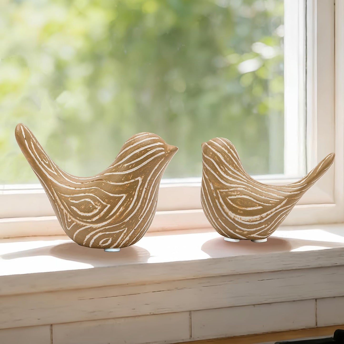 2PCS Small Birds Statues, Modern Home Decor Bird Sculptures, Animal Figurines Decorative Ornaments for Living Room, Bedroom, Office Desktop, Bookshelf, Coffee Table, Cabinets, Gifts for Bird Lovers
