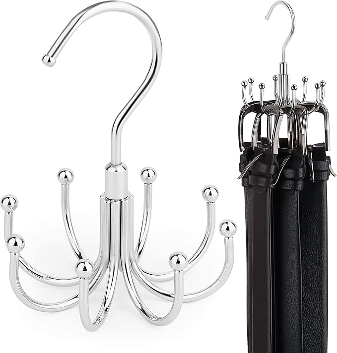 ZEDODIER Belt Hanger, 4 Pack Rotatable Belt Rack Closet Accessories Organizer