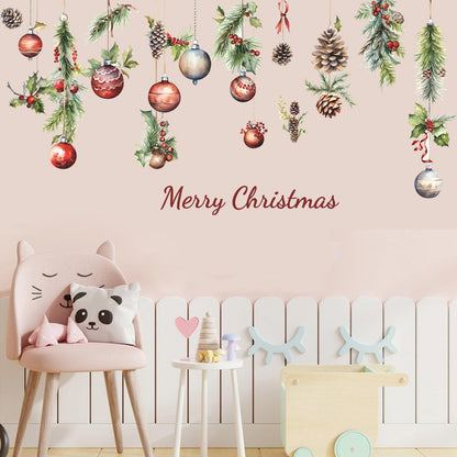 Merry Christmas Wall Decals Pine Cone Snowflake Wall Stickers Christmas Winter Home Wall Art Decor for Kids Room Classroom Office Bedroom Living Room Kitchen Playroom Decor