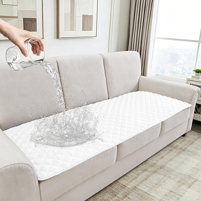 Dog Couch Cover for Sofa 100% Waterproof Faux Linen Sofa Covers for 3 Cushion