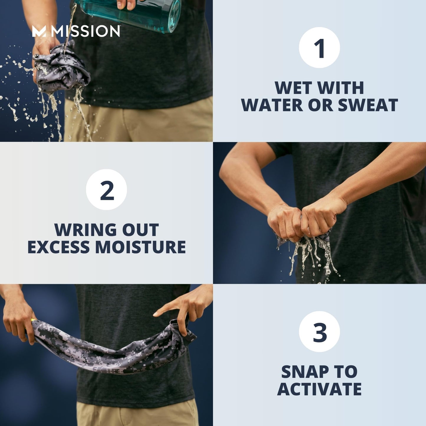 MISSION Max Plus Cooling Towel- Soft, Durable Microfiber - Cools Up to 3 Hours - UPF 50 Sun Protection - Machine Washable (MISSION Blue)