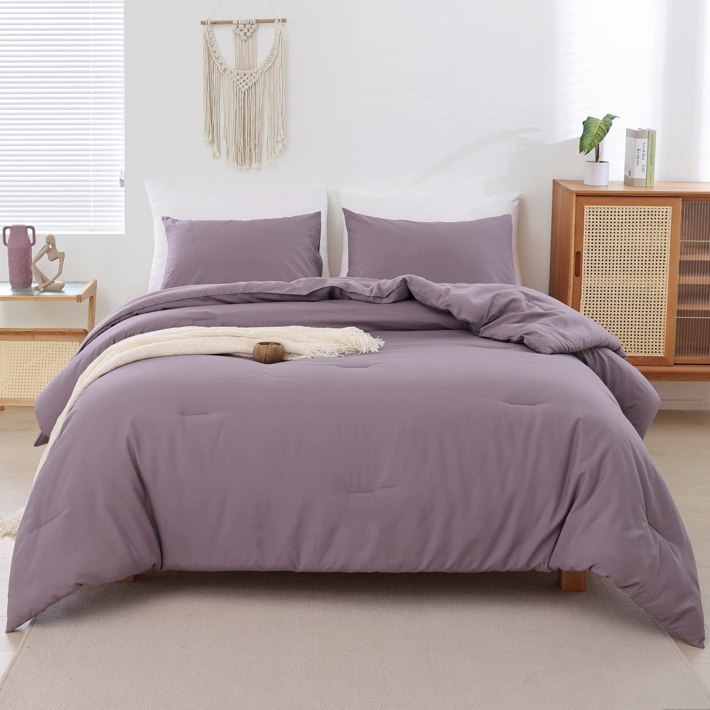ROSGONIA Dusty Purple Twin/Twin XL Comforter Set for Boys Girls, 1 Comforter & 1 Pillowcase, Lightweight Kids Comforter Sets All Season Dorm Bedding