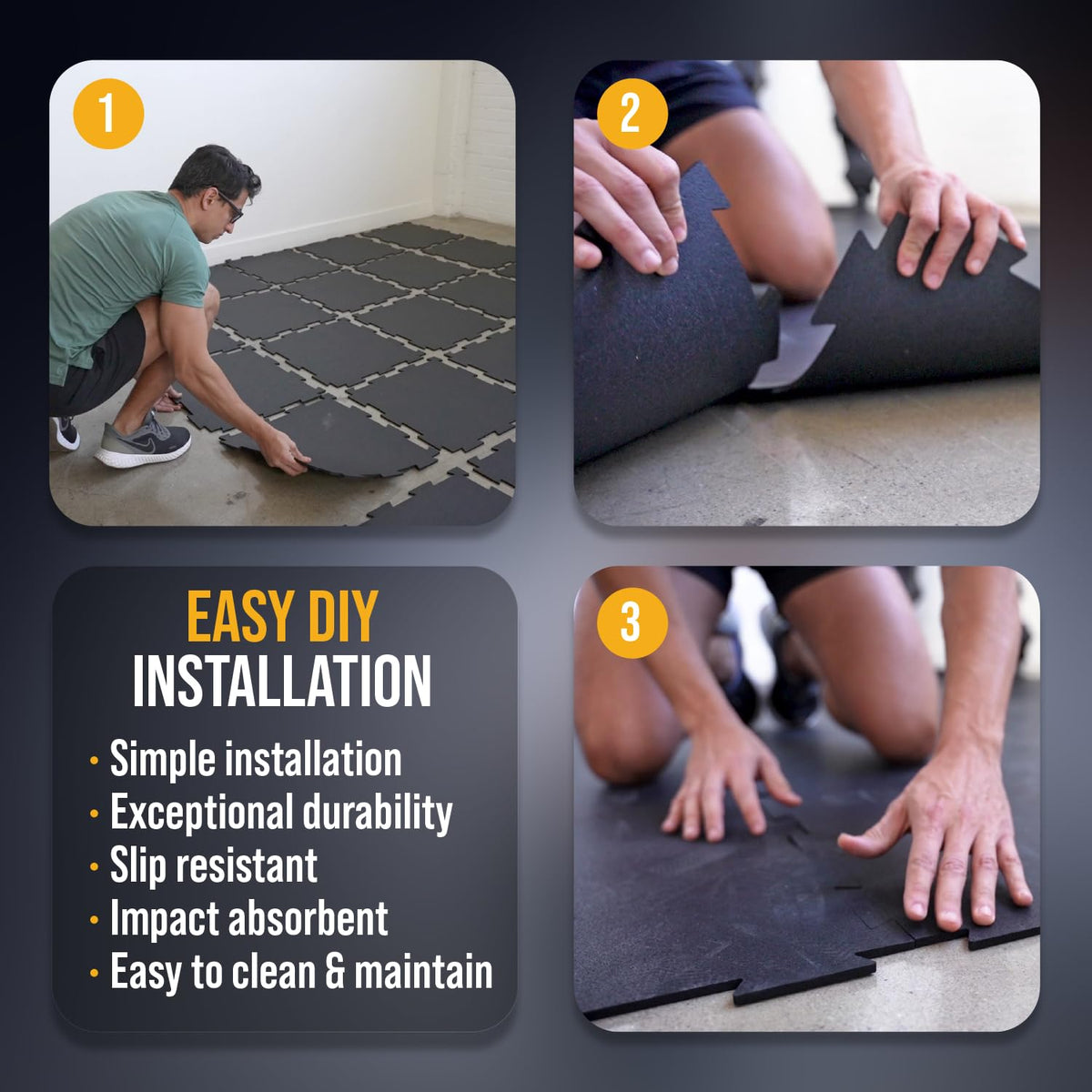 Rubber King 10 Piece Interlocking Tiles 19" x 19" x 6mm - 100% Recycled Rubber Gym Floor Tiles, Exercise Mat for Home Gym, Anti-Slip Low-Odor Interlocking Puzzle Floor Tiles - 23.5sq ft - Grey