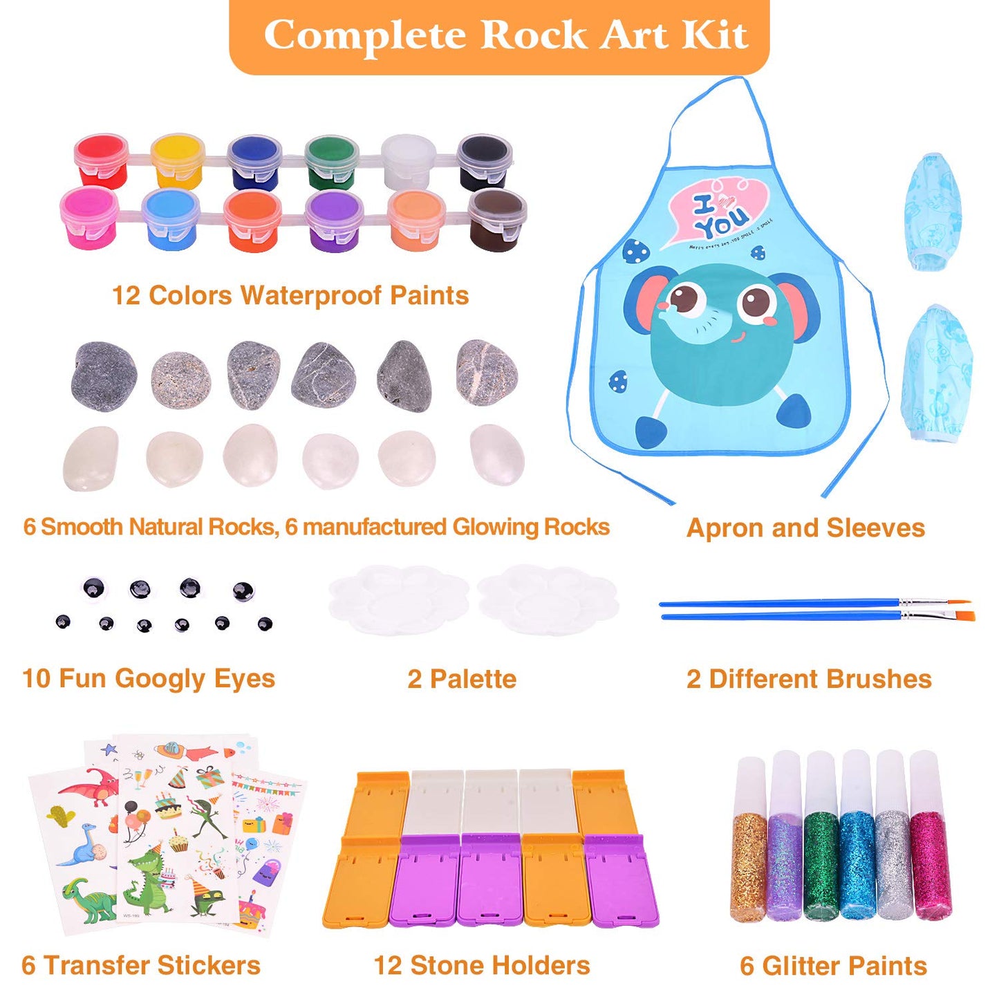 Lekebaby Rock Painting Kit, Arts and Crafts for Kids, Creative Toys & Gifts & Presents for Boys Girls Age 3-12 Year Old