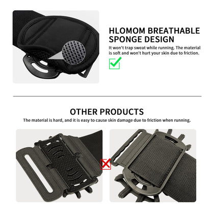 HLOMOM Wristband Phone Holder for Running,Forearm Armbands 360° Rotatable & Detachable Compatible with All 4.5-7 inch Cellphone for iPhone 16/15/14/Pro/ProMax/13/12/11/mini/XS/XR,for Workout Jogging