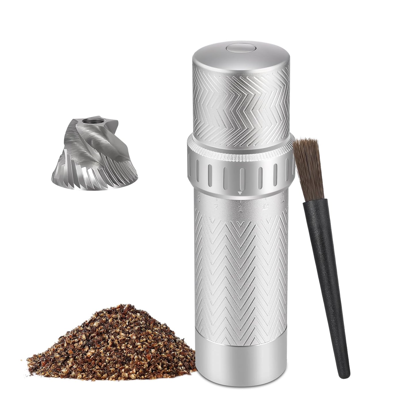 ARKNOAH Manual Pepper Mill Grinder - 12-Level Adjustable Coarseness, High-Output Spice Grinder with Aluminum Body & Stainless Steel Core, 70g Peppercorn Capacity