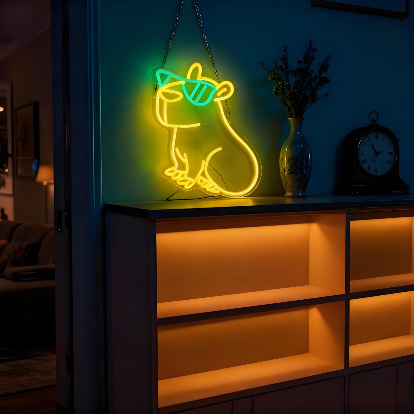 Capybara Neon Sign for Wall Decor Cute Light Up Business Led Sign Cute Birthday Party Signs Led Decorative Night Signs Room Decor Christmas Party Gifts for Girls Boys Home Bedroom