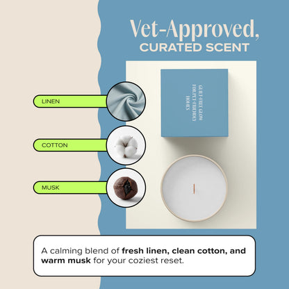 Companion Candles Cuddle Me Cozy Pet-Friendly Scented Candle – Linen, Cotton & Musk Fragrance - Coconut Soy Wax Candle with Wooden Wick, Approx. 50-Hour Burn Time, Made in USA, 11.8 oz