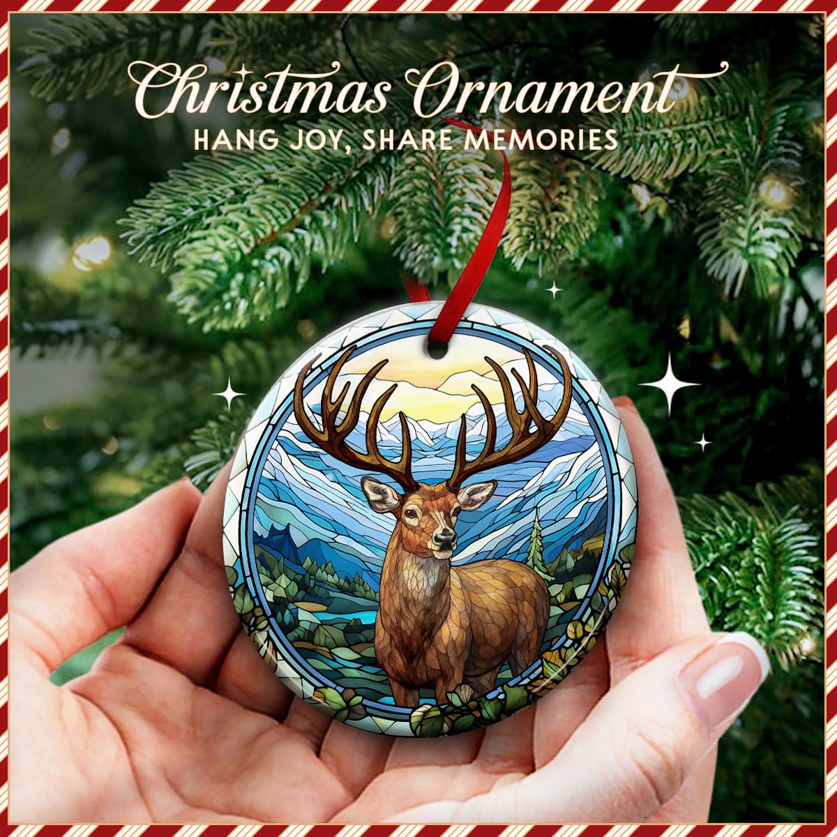 KILYHOME Deer Christmas Ornament 2026 - Rustic Hunting Decor, Buck Hunter Reindeer Decoration – Woodland Holiday Tree Ornament, Hunt Lover Gift, Ideas for Man, Hunters