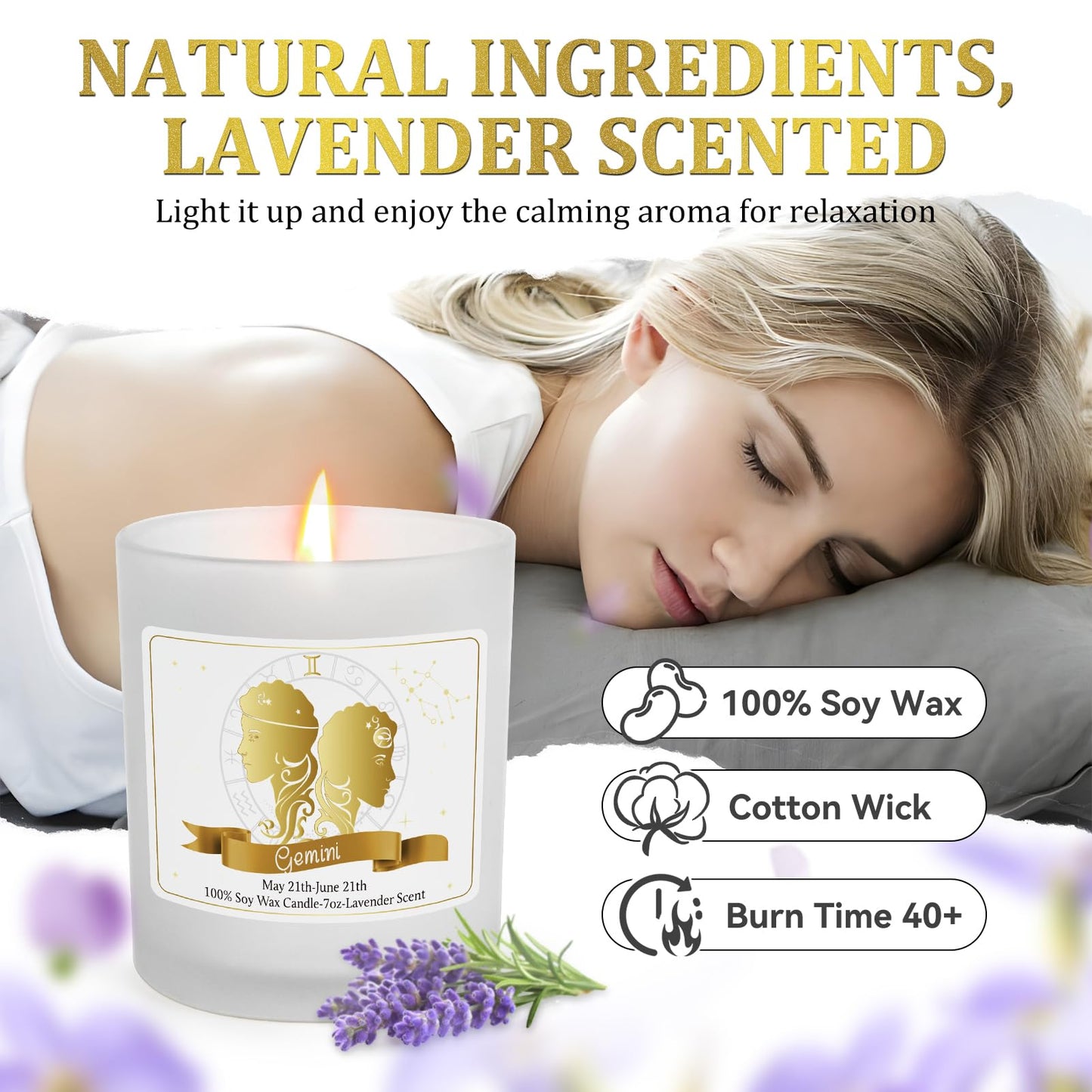 Gemini Gifts for Women,Zodiac Scented Candles with Crystals and Healing Stones,Gemini Gifts for Birthday,Graduation,Retirement,Meditation Yoga.Best Gift for Her,Mom,Sister,Teacher,Friends