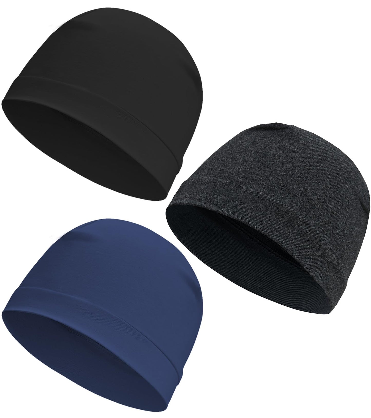 Hovyjumz 3 Pieces Cotton Skull Caps for Men Women Chemo Headwear Lightweight Beanie Sleeping Cap Helmet Liner