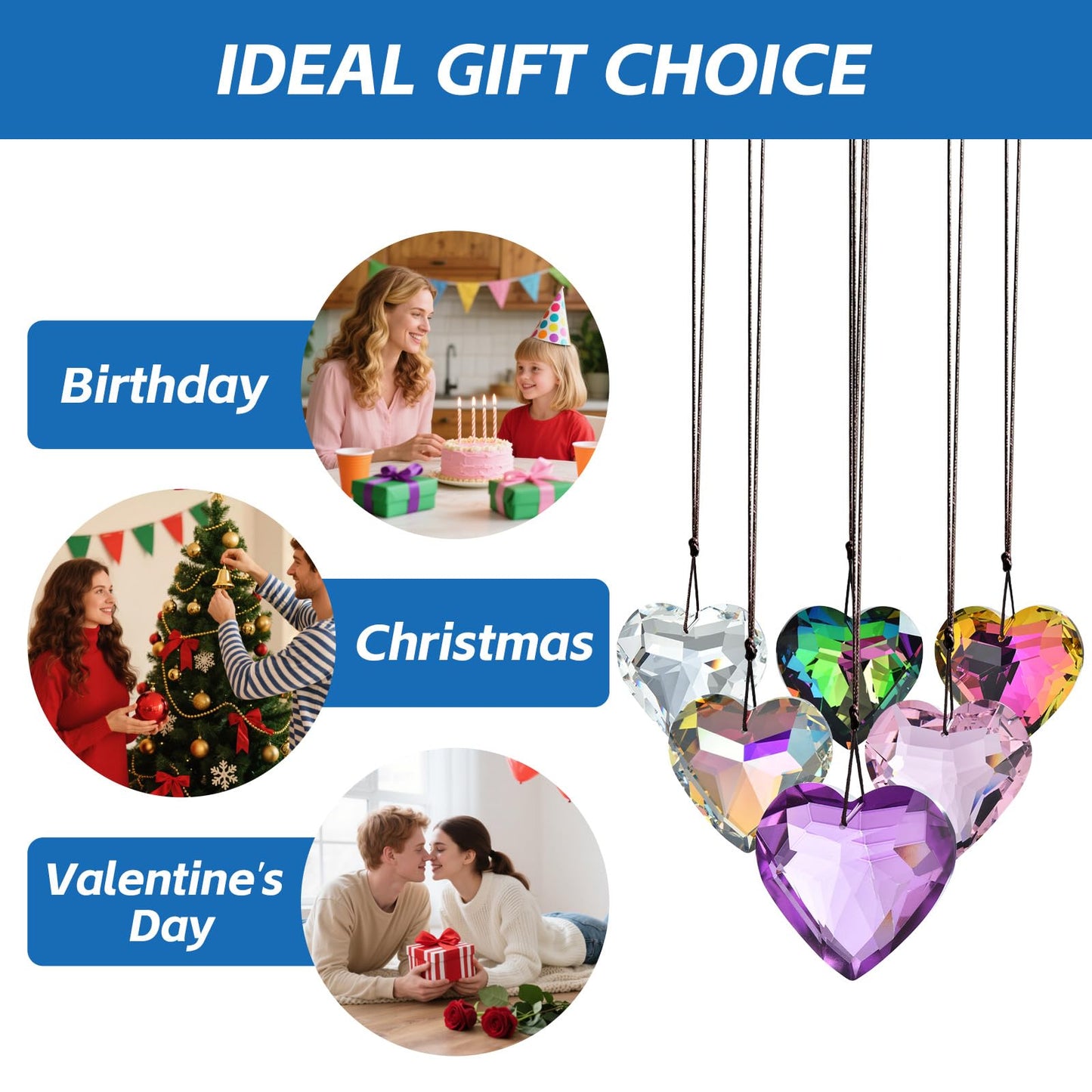 10 Pcs Heart-Shaped 30mm Crystal Ball Prism, Heart Crystal Prism Suncatcher