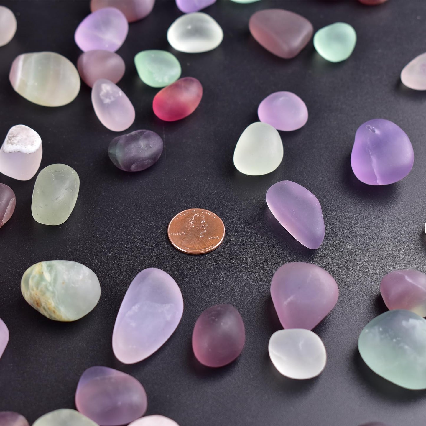 SigMntun Tumbled Stone Set Fluorite Crystals, Handpicked Tumbled Gemstones Rocks, Pebbles for Reiki, Chakra, Healing, Home Decor 0.6" Inches 7 Ounces
