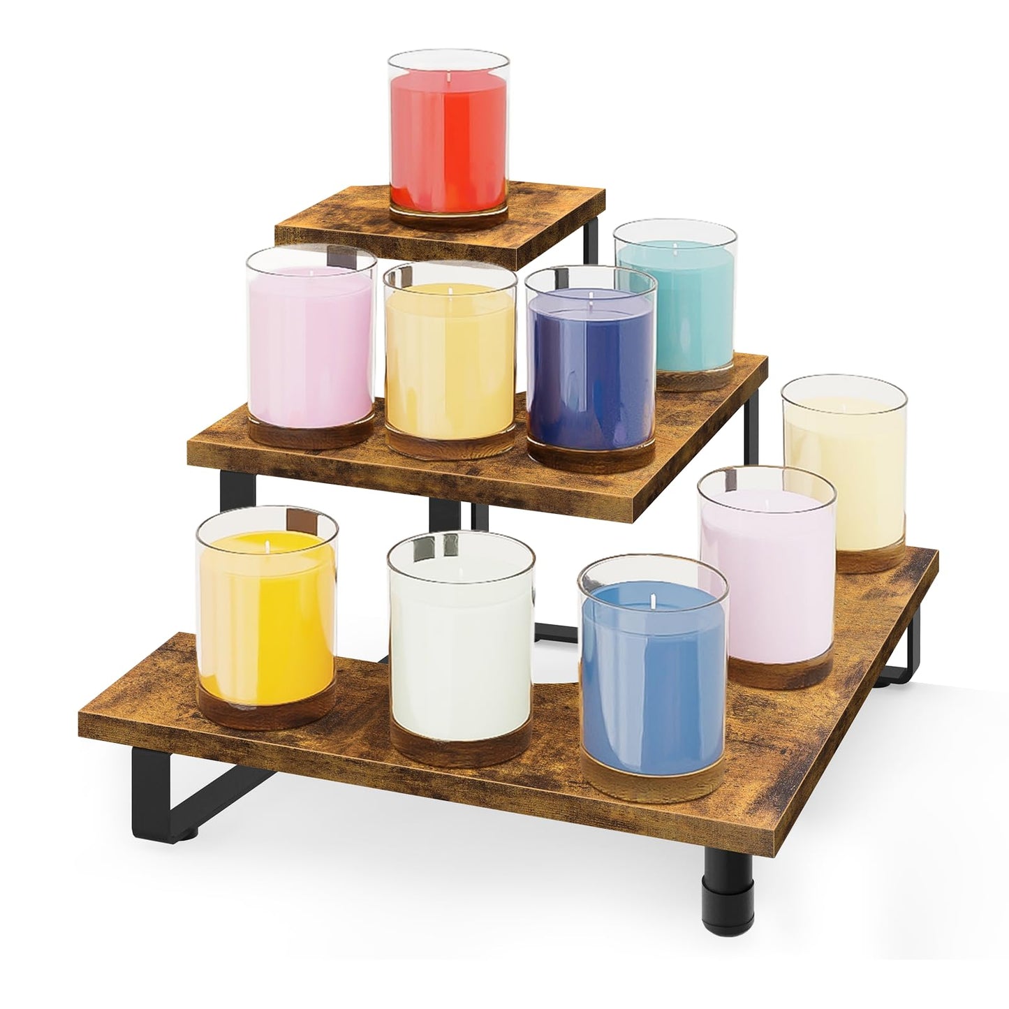 ELITEROO 3 Tier Wooden Retail Display Shelves, Portable Display Rack for Retail Counter Top Craft Shows Tradeshows, 3 Step Corner Tiered Table Display Tower Stand for Cupcake Jewelry Display
