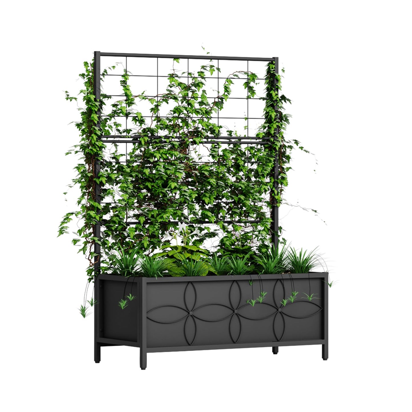 Zhongma Sturdy Raised Garden Bed with Trellis (15.75 x 35.43 x 48.8 in) for Vegetables Flower, Planter Box for Backyard Patio Balcony