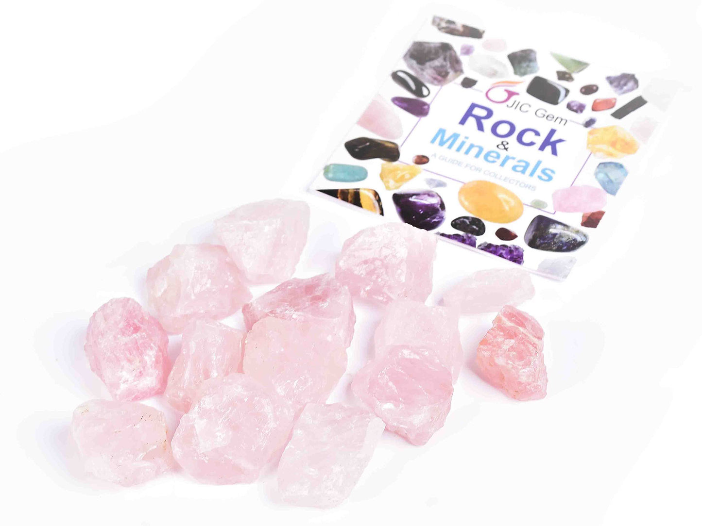 JIC Gem 12-16Pcs 0.7 Lbs Irregular Shape Rose Quartz Crystals and Healing Stones Pink Gemstone Raw Crystal Bulk Unpolished Madagascar Rock Rough Stones