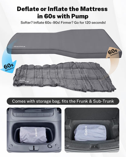 Gonex Foam Mattress for Tesla Model Y 2020-2026 Juniper, Inflatable 4" Air & Foam Bed with Cordless Pump, 78"x54" Full Size, Foldable & Fits in Frunk, Perfect for Roadtrips, Camping & Naps