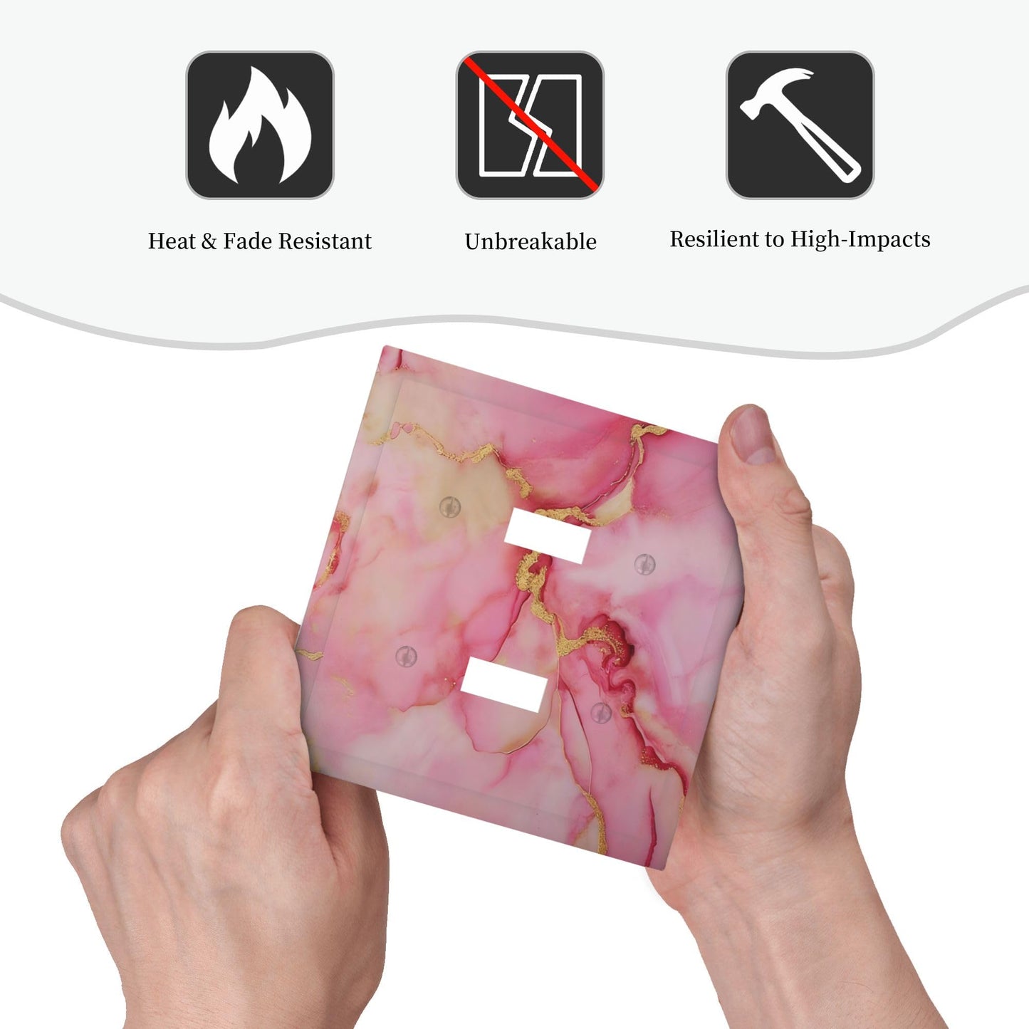 Decorative Art Light Switch Covers Pink & Gold Flow 2 Gang Double Toggle Wall Plate Decorative Switchcover Electrical Switchplate for Home Decor