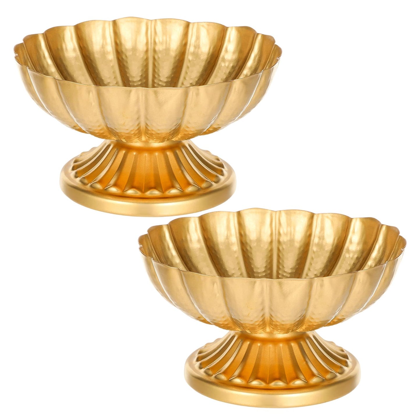 2 Pcs Gold Compote Vase for Centerpieces, Diameter 7 Inch Compote Vase