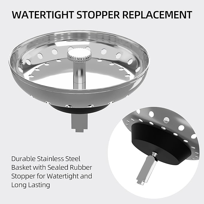 Kitchen Sink Strainer 2 Pack Drain Stopper Combo Basket Replacement