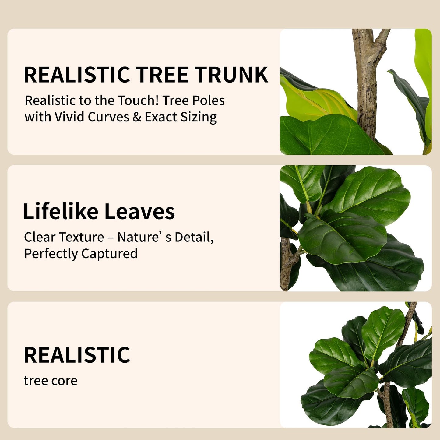LeafVerse Artificial Fiddle Leaf Fig Tree-5 FT Fake Plant with Nursery Planter,Fake Plants for Home Office Living Room Decor Indoor