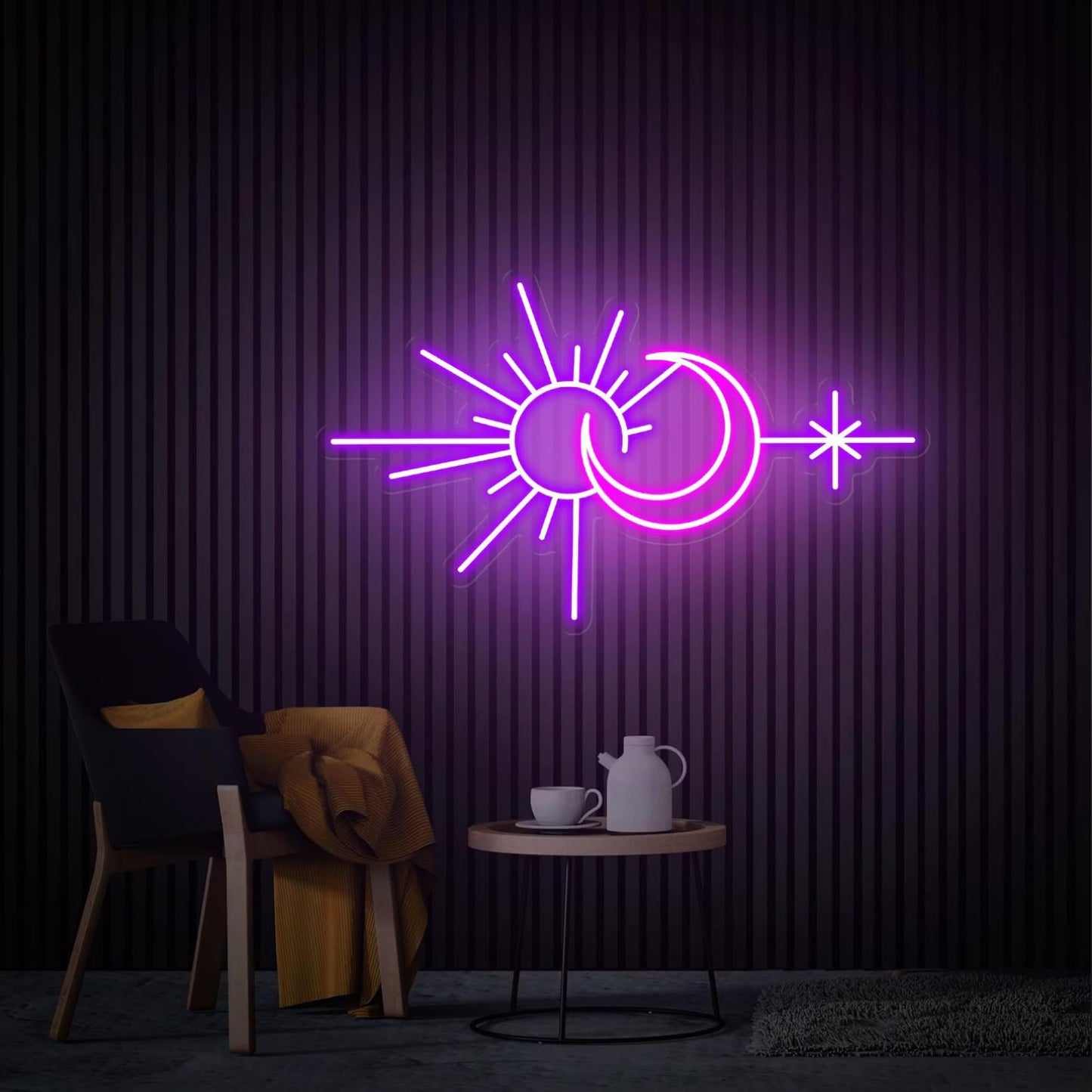 Custom Sun and Moon Neon Sign for Wall Decor Personalized Sunshine Neon Decor for Bedroom Living Room Meditation Studio Boho Room Aesthetic Wall Art Decoration