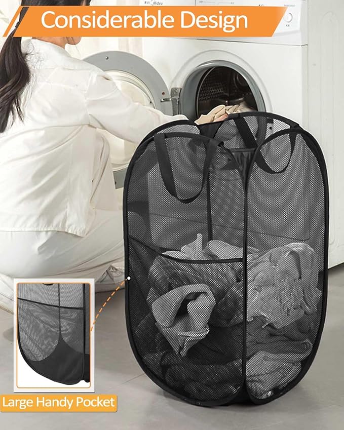 Durable Collapsible Laundry Baskets, Upgrade Foldable Pop Up Hamper