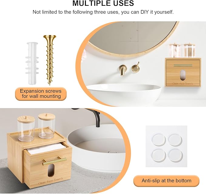 Disposable Face Towel Holder Bamboo Storage Box
