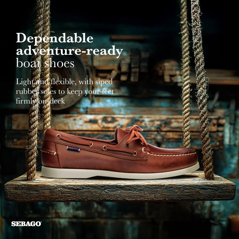 Sebago Men's Docksides Portland Waxed Boat Shoes, Brown (Brown-Gum), 9 UK (43.5 EU)