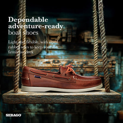 Sebago Men's Docksides Portland Waxed Boat Shoes, Brown (Brown-Gum), 9 UK (43.5 EU)