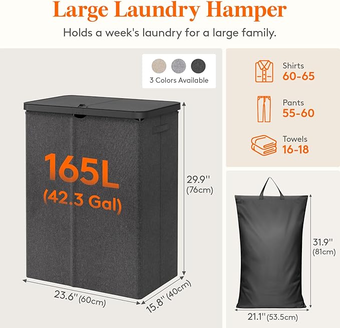 Lifewit 165L Large Laundry Basket