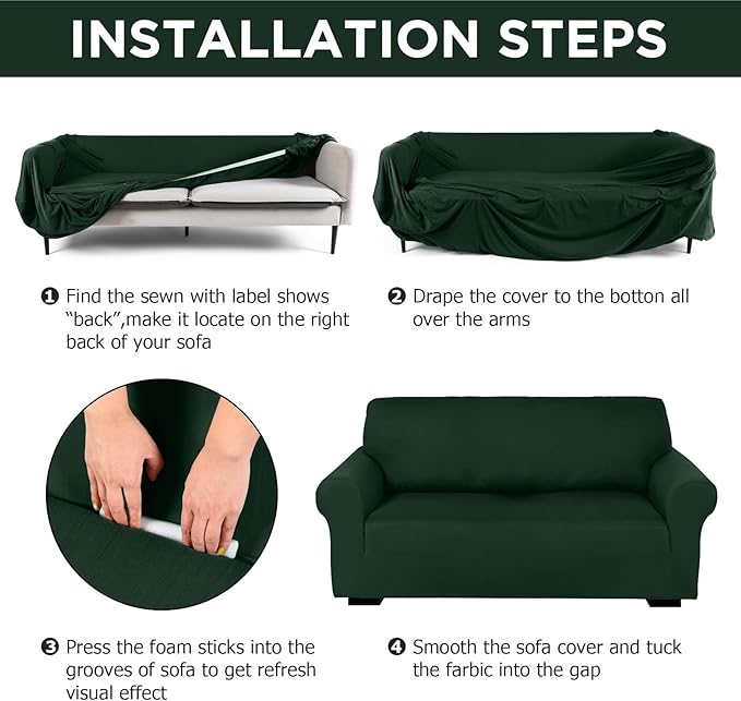 Peryiter 2 Pcs Sofa Covers Couch and Loveseat Covers Set Stretch Sofa Slipcover