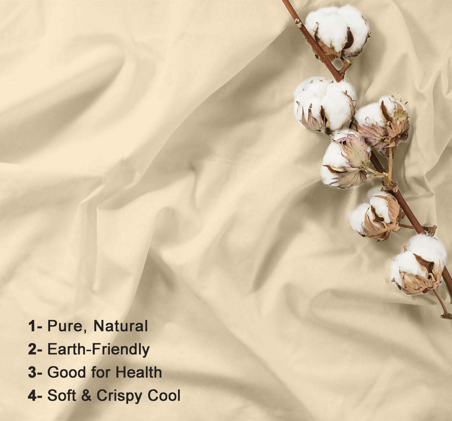 RUVANTI 100% Cotton Percale Sheets King Size – Crisp Cooling Bed Sheets for Hot Sleepers, Deep Pocket 16”, Soft Breathable & Durable Hotel-Style 4 Piece Set, Beige