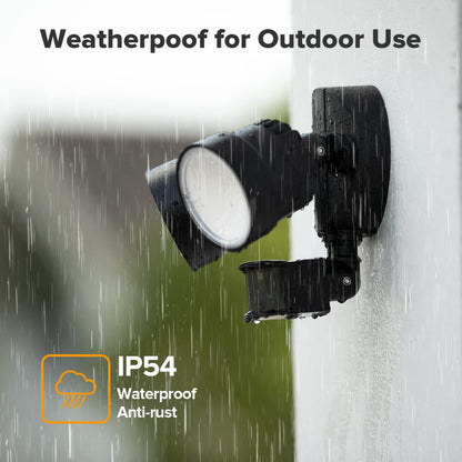 LUTEC Shrimp 12W PIR LED Security Light 1250LM 5000K Outside Lights With Sensor Outdoor Wall Lights Integrated Twin Heads Flood Light, Exterior for Patio, Garden, Yard Black