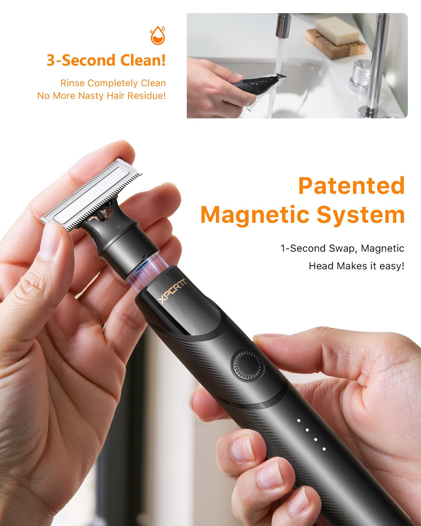 [2025 Upgraded Beard & Body Hair Trimmer for Men [All-in-One] USB-C Fast Charging, Groin & Ball Hair Painless Electric Shaver, Travel Razors, Waterproof Wet/Dry Groomer, Black(Lite)