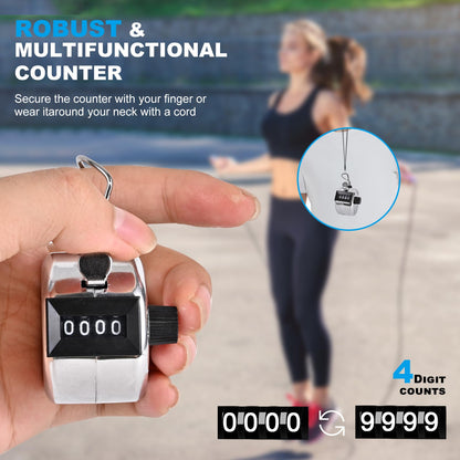 2pack Clicker Counter, Metal Budget Hand Tally Counter, 4-Digit Pitch Mechanical Handheld Pitch Clicker Palm Counter for Row, Lap, Counting, Knitting, Coaching, Sports Events & Daily Number Tracking