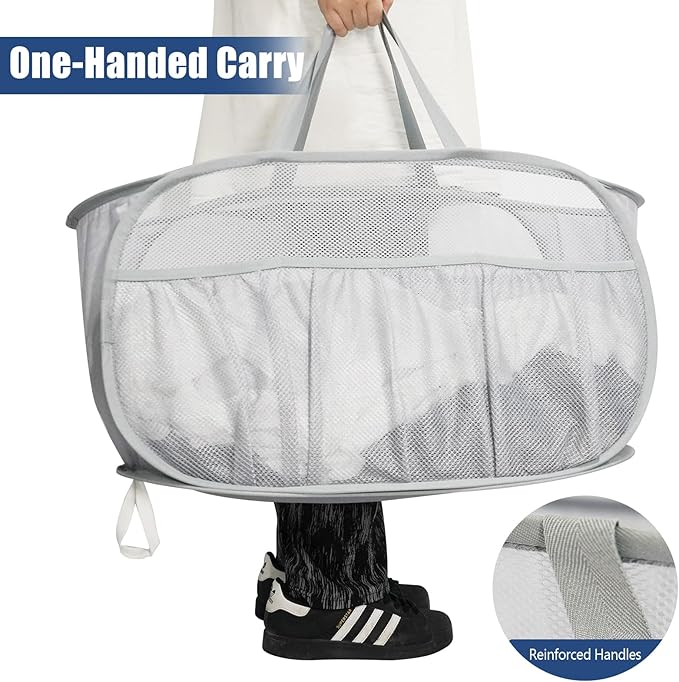 2 Pack Collapsible Laundry Baskets, Upgrade Pop Up Laundry Hamper